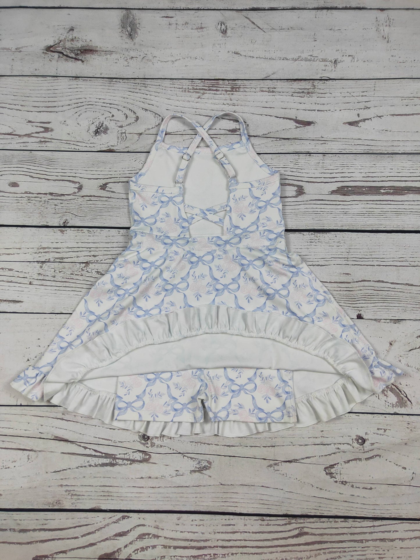 Flower Bow Print Girls Athletic Dresses