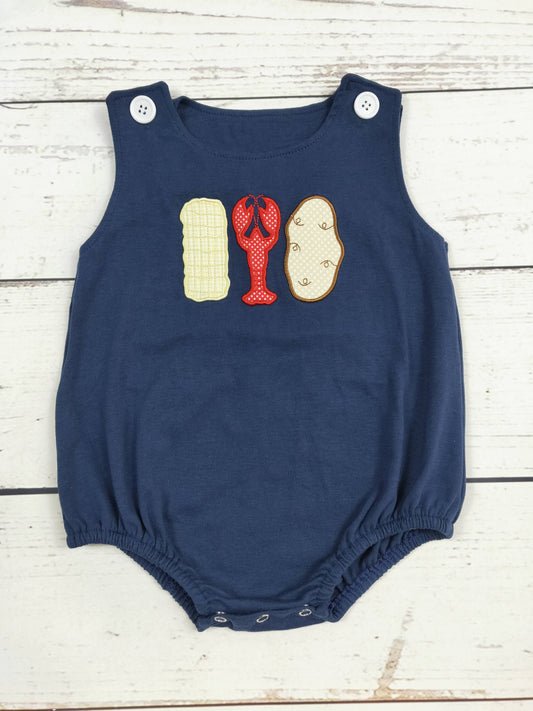 Baby Boy Crawfish Appliqué Bubble