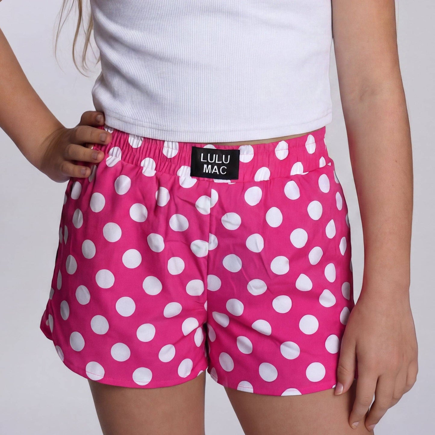 LM-KSH-1008-Hot Pink Polka Dot KIDS SHORTS