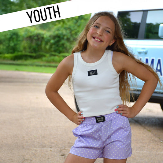LM-KSH-1010 Lavender Mini Polka Dot KIDS SHORT
