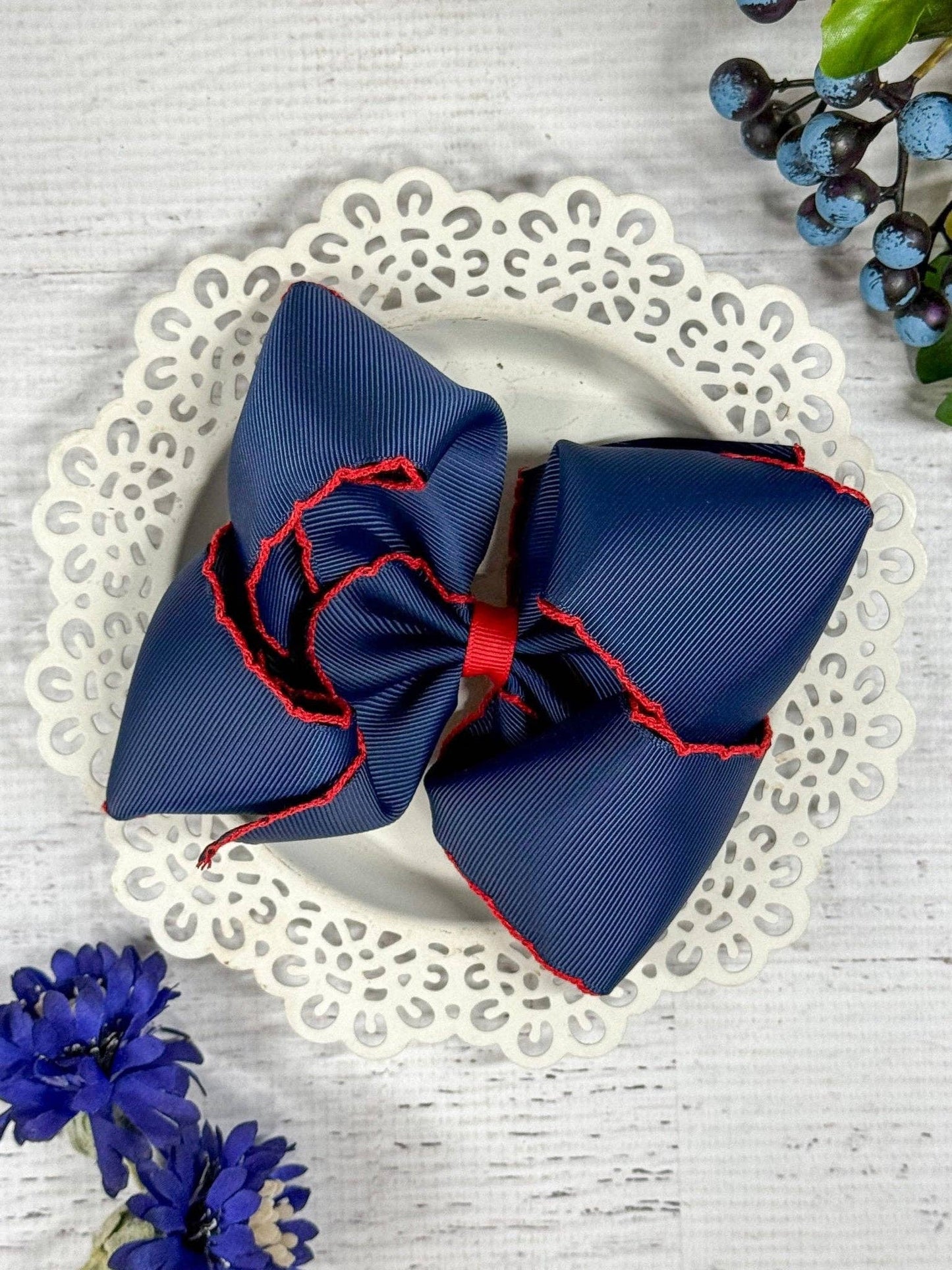 5" Classic Moonstitch Boutique Bows Girls Hair Accessories | Clip or Headband