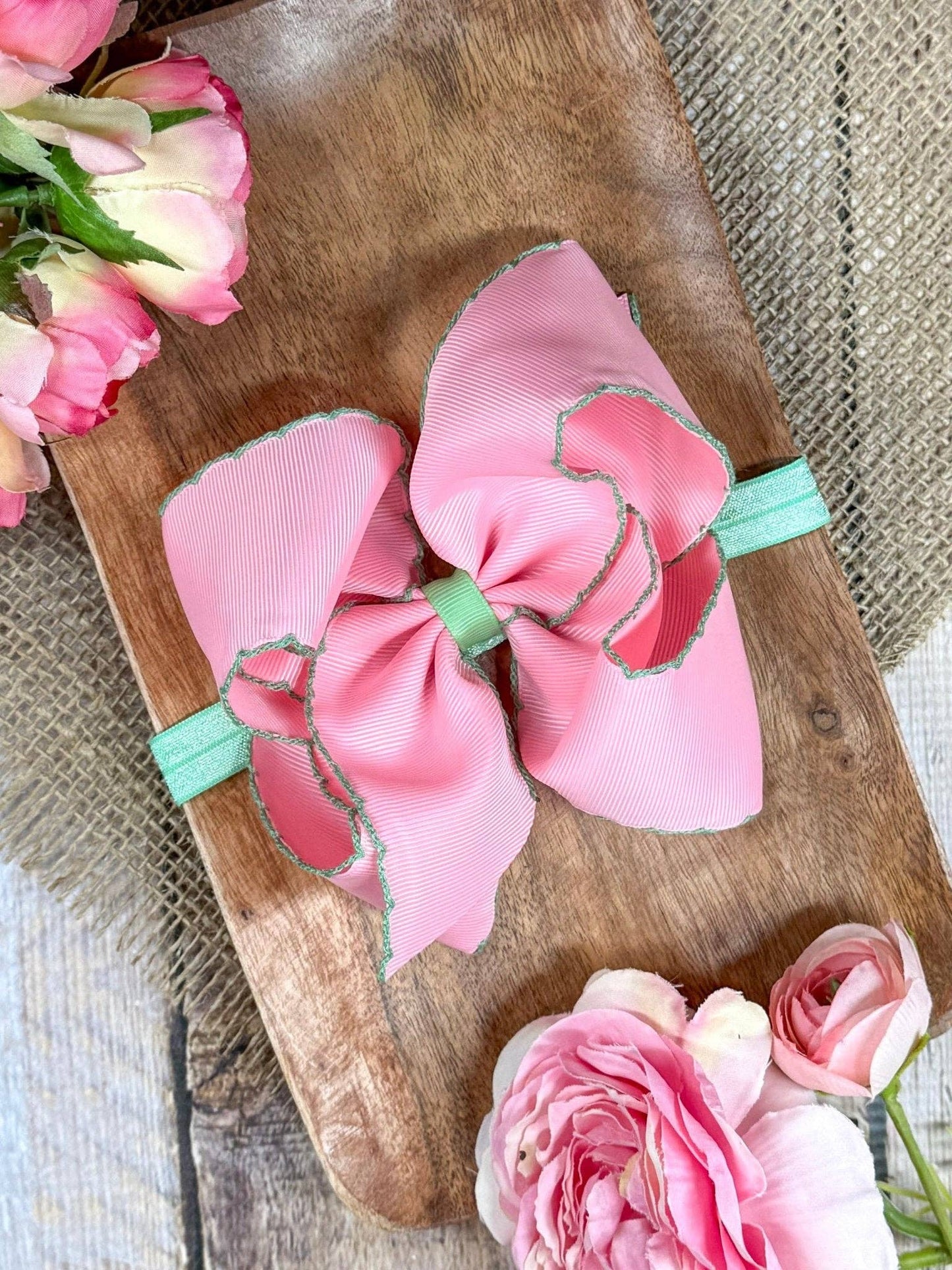 5" Classic Moonstitch Boutique Bows Girls Hair Accessories | Clip or Headband