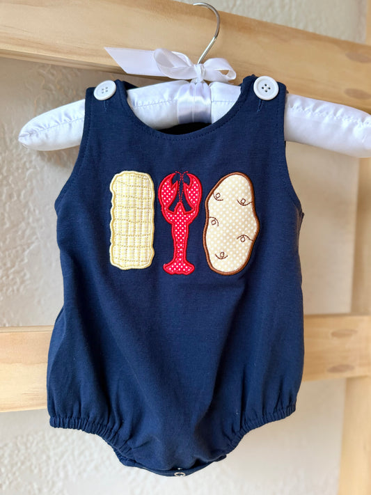 Baby Boy Crawfish Appliqué Bubble