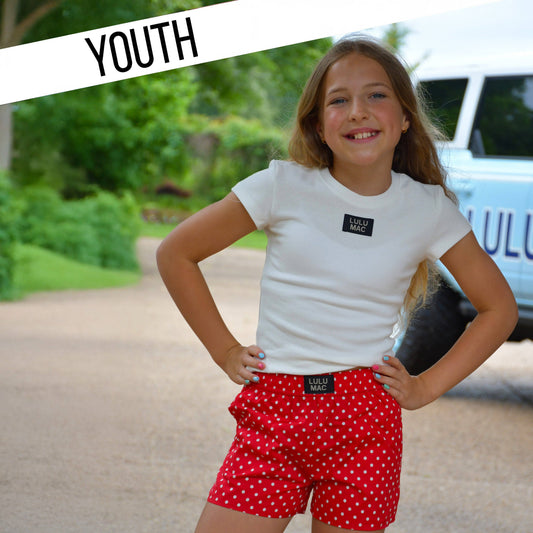 LM-KSH-1010 Red Mini Polka Dot KIDS SHORT