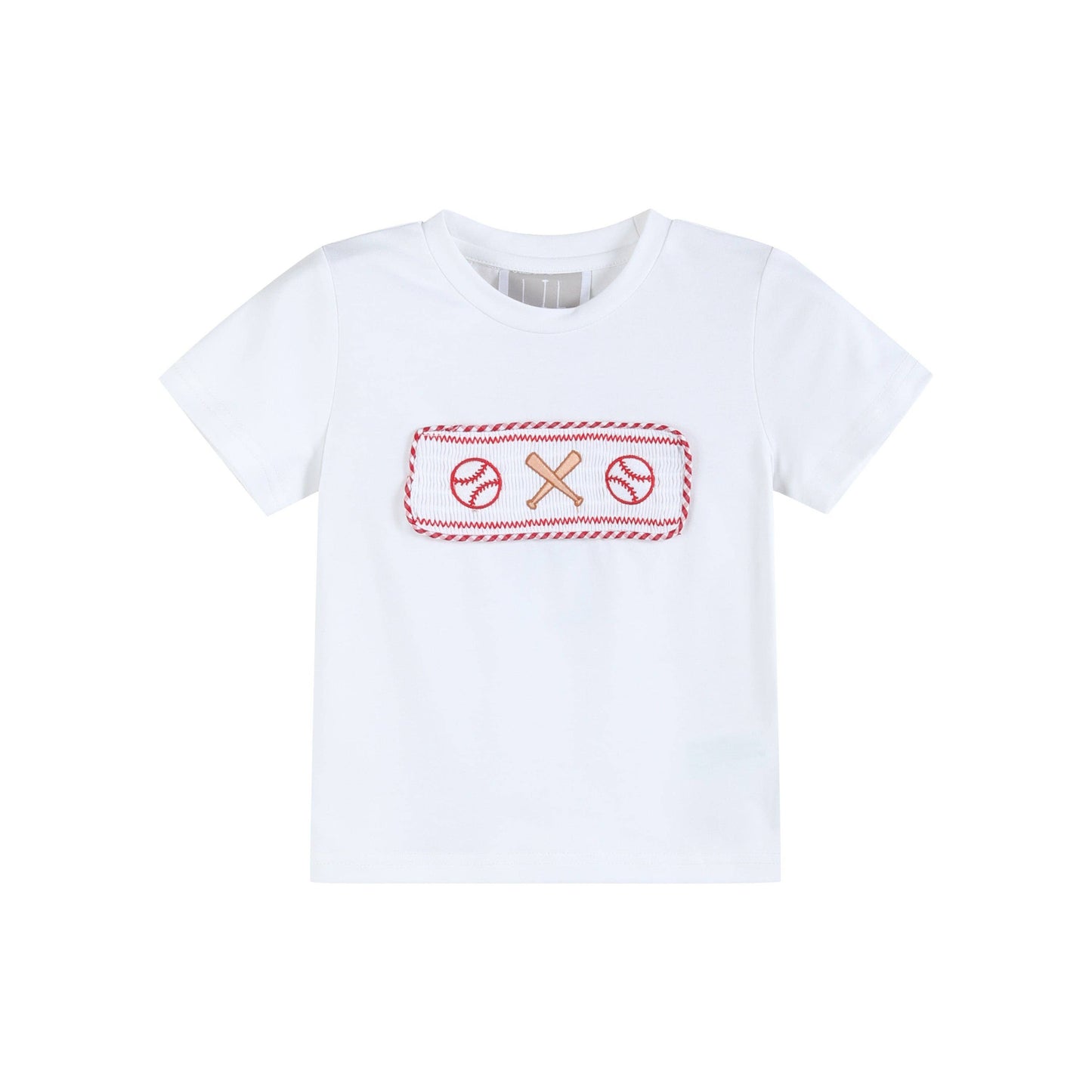 Baseball Smocked Shirt and Red Gingham Shorts Set