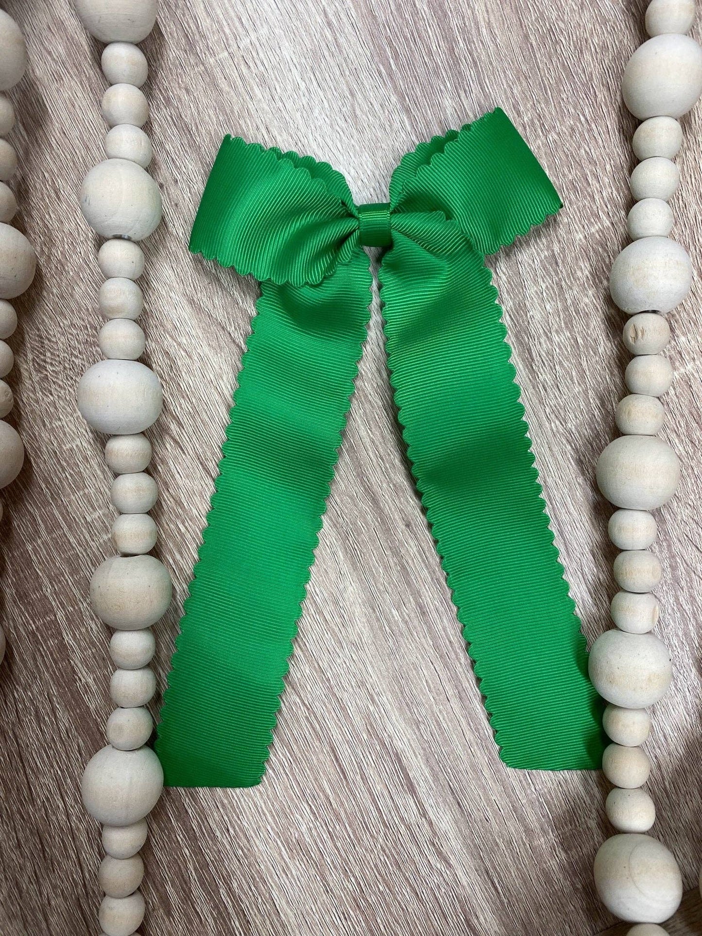 Scalloped Long Tail Bow with Alligator Clip